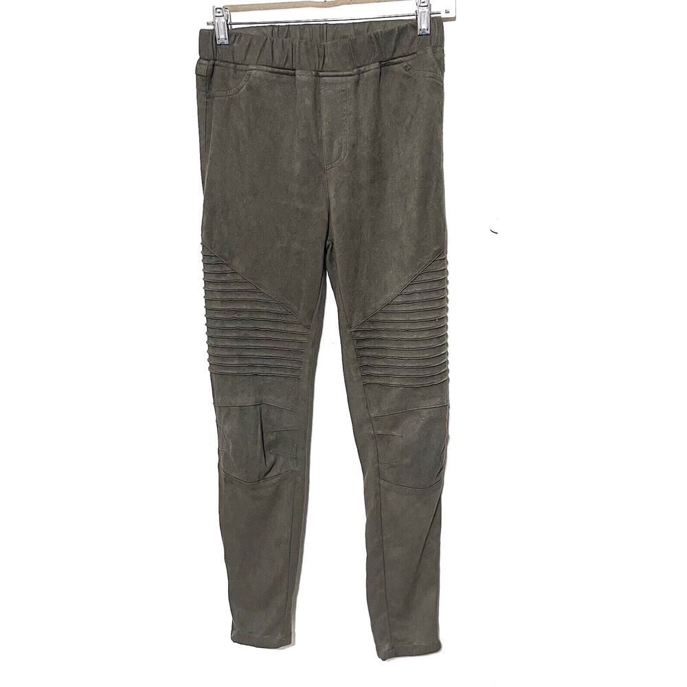 Umgee Joggers Moto Pants Olive Green Micro Suede Women’s Sz M Pull On